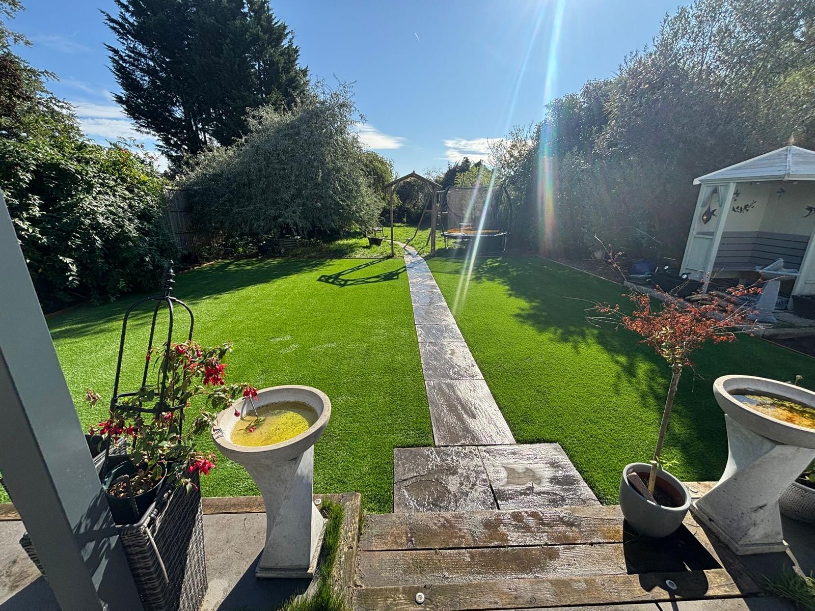 Garden after artificial grass installation
