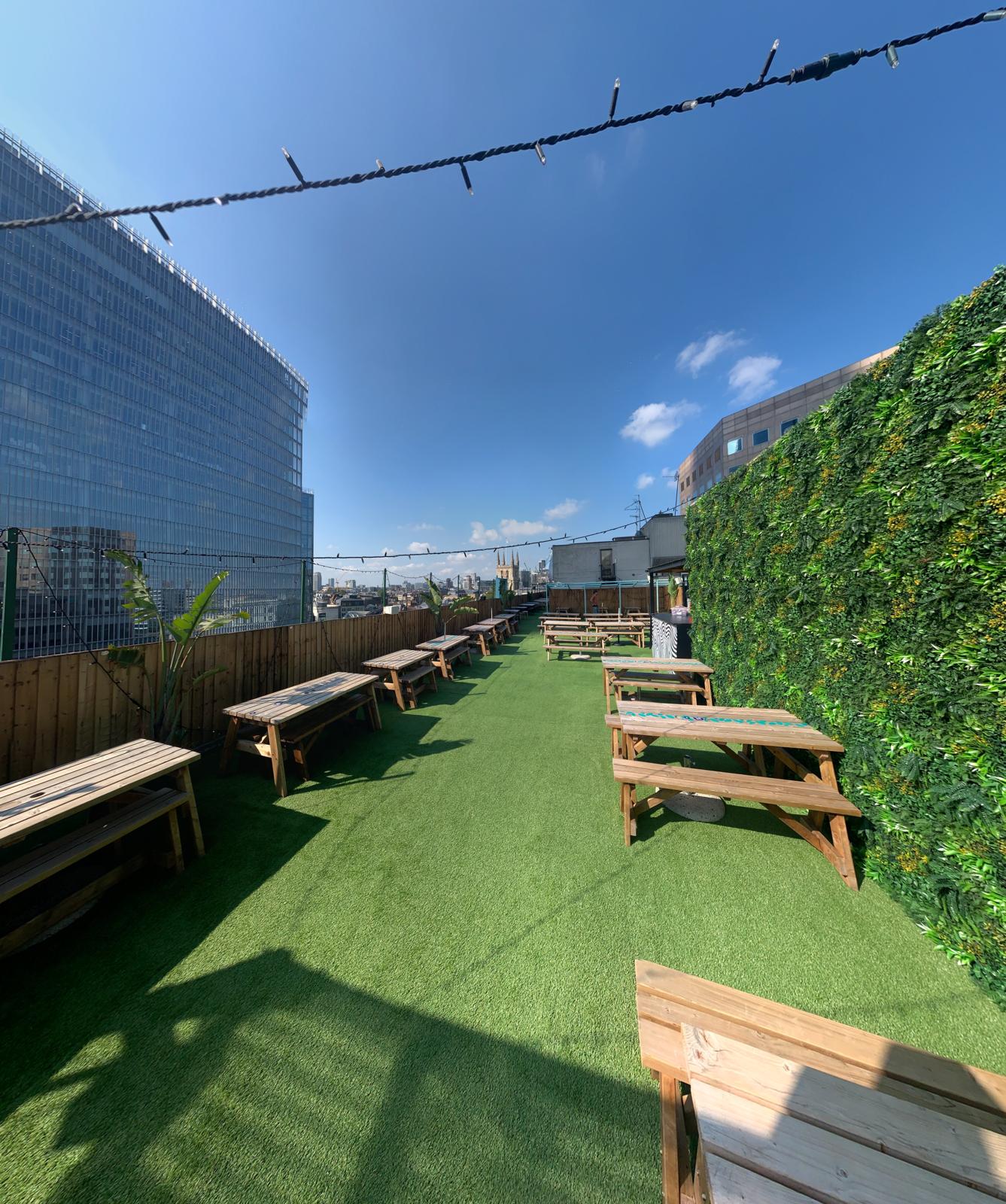 Sunny rooftop terrace at London Bridge