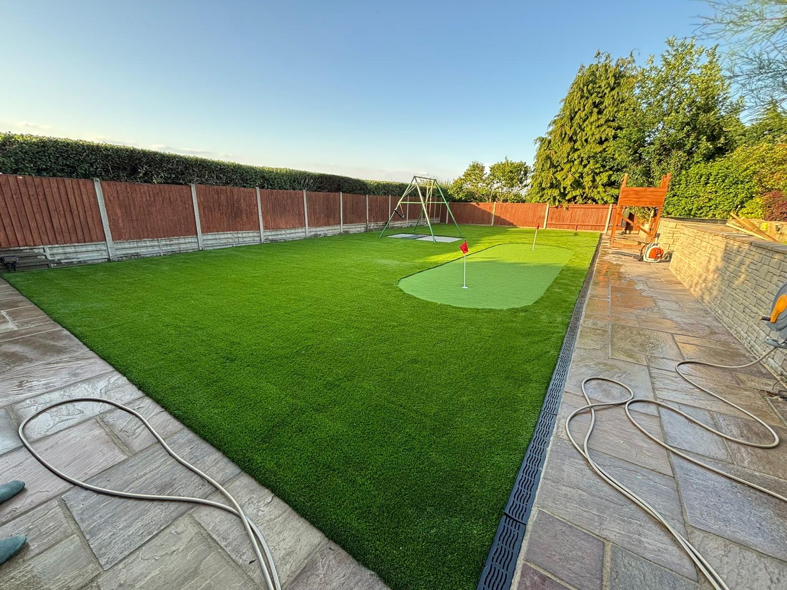 Modern garden with putting green in London