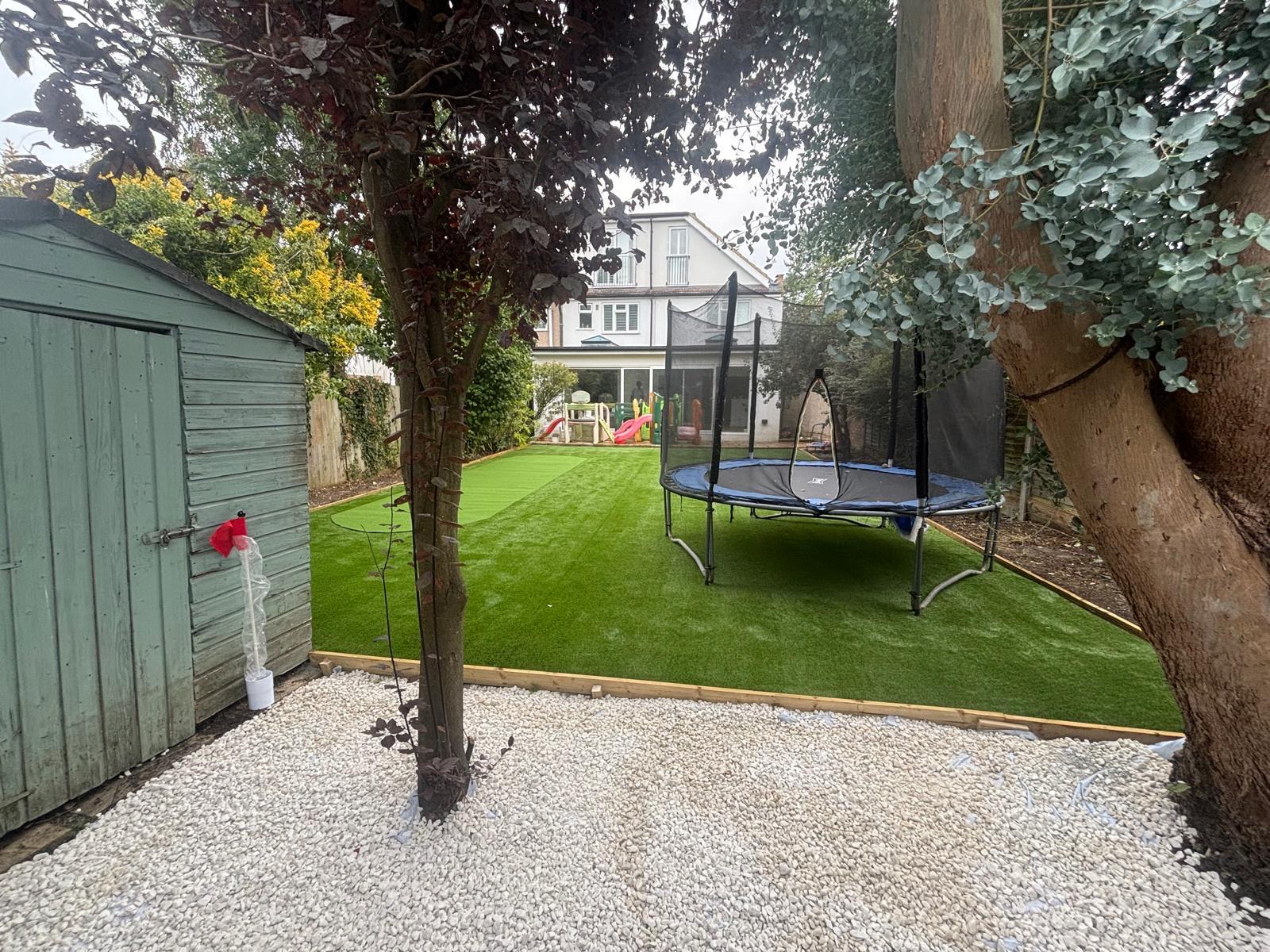 Family garden with putting green in London