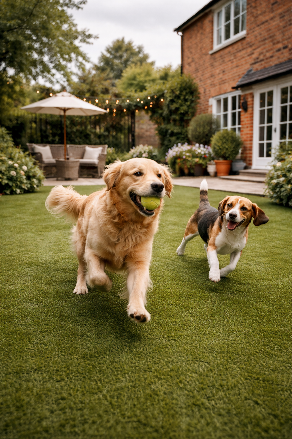 Dogs playing on artificial grass in Milton Keynes
