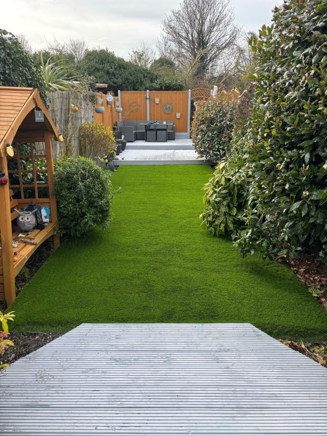 Landscaped garden with decking in Dartford