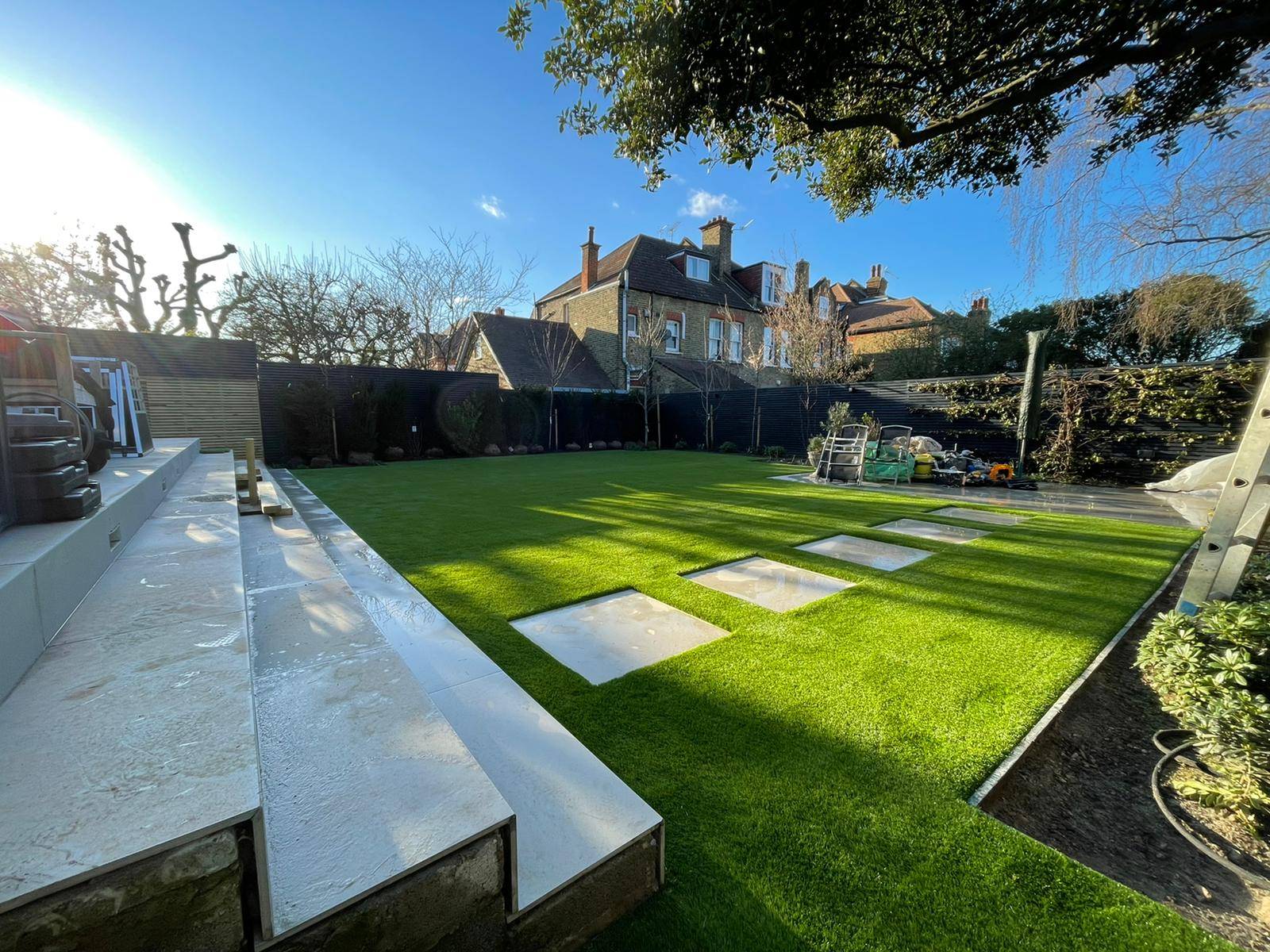 Stepping stone lawn in Hackney