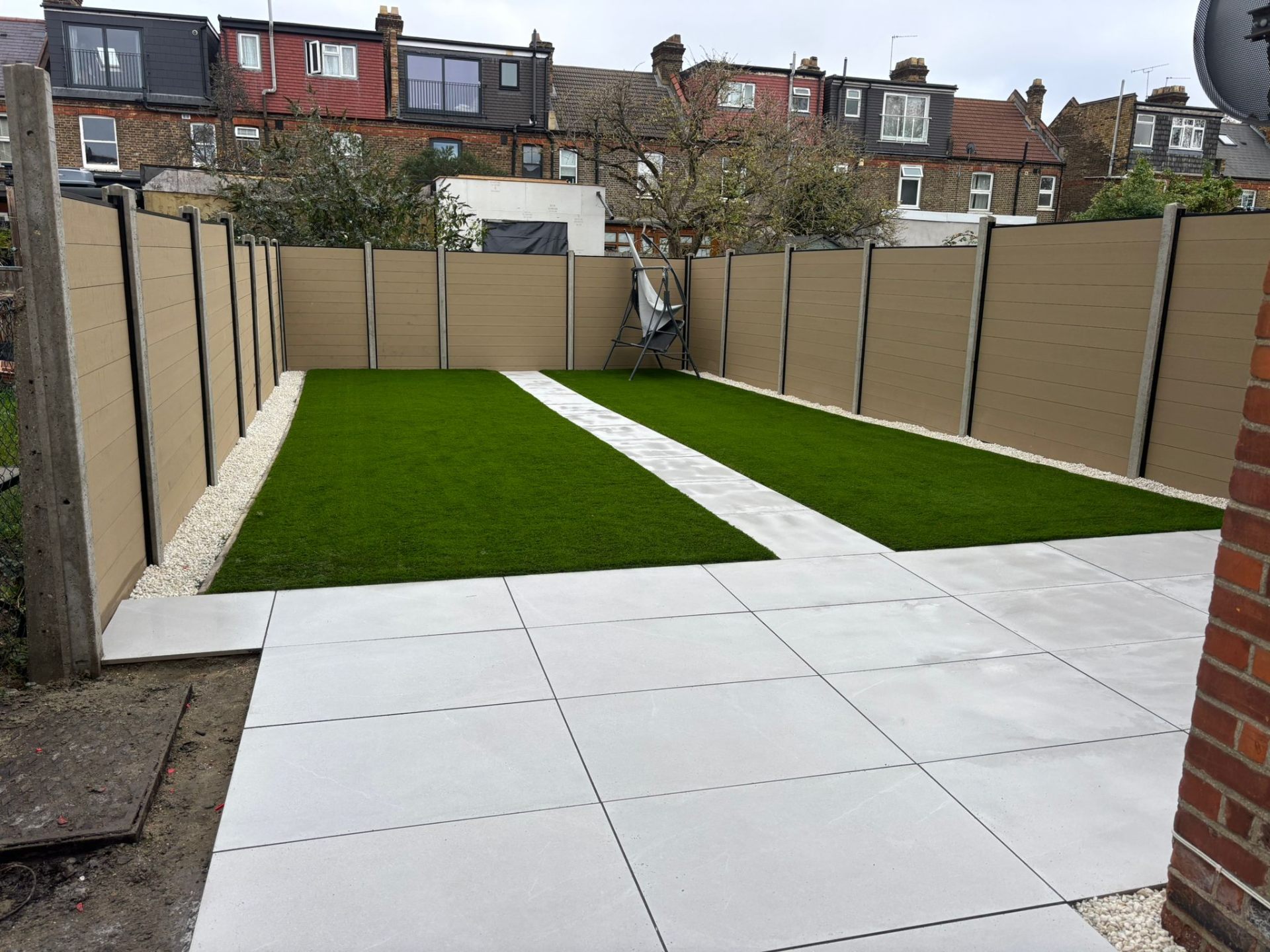 Modern garden with stepping stones in Ilford